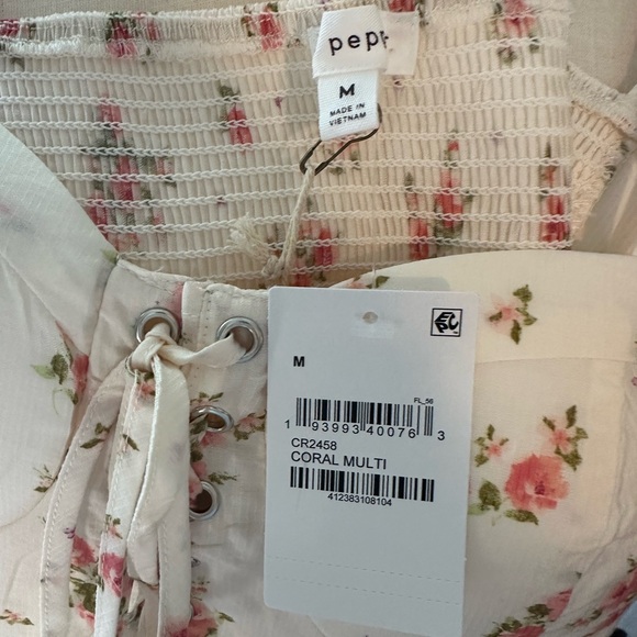 Blu Pepper Cream Floral Tiered Mini Dress - Picture 6 of 8